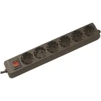 Bachmann SELLY Steckdosenleiste 6x Schutzkontakt, Schalter, schwarz, 1,5 m