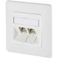 METZ CONNECT 130B12D21002-E Netzwerkdose Unterputz Einsatz mit Zentralplatte und Rahmen CAT 6a 2 Port Reinweiß