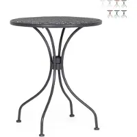 Yes Runder Gartentisch 60 cm im Vintage Shabby-Chic-Stil Lizette - Anthrazit