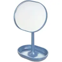 IDesign Spiegel mit Tablett, aufrecht, 16,5 x 11,3 x 19,8 cm, Kunststoff, blau - | Cade