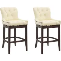 CLP 2er Set Barhocker Lakewood Echtleder gepolstert creme Gestell Farbe antik