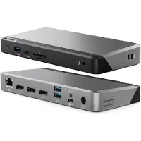 Alogic DX3, Kabelgebunden, USB 3.2 Gen 1 (3.1 Gen 1) Type-C, 100 W, 3,5 mm, 1000 Mbit/s, Schwarz, Grau