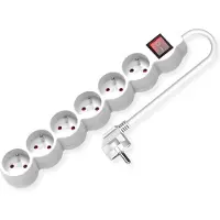 Value 6-fach Steckdosenleiste UTE mit Schalter, runde Dosen, weiß, 3 m