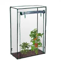 Relaxdays Tomatengewächshaus, Garten, Balkon, Foliengewächshaus Tomaten, HBT 150x100x50cm, Stahl, PVC-Folie, transparent