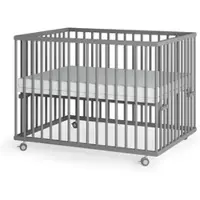 Sämann Laufgitter mit Matratze SleepPlus, Lattenrost & Sprossen grau Premium | Gr.: 75x100 cm