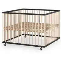 Sämann Laufgitter mit Lattenrost - schwarz/natur - Premium Kollektion | Gr.: 120x120 cm