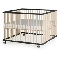 Sämann Laufgitter mit Matratze SleepPlus - schwarz/natur - Premium Kollektion | Gr.: 75x100 cm