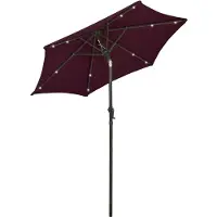 vidaXL Sonnenschirm mit LED-Beleuchtung Bordeauxrot 200x211 cm Alu