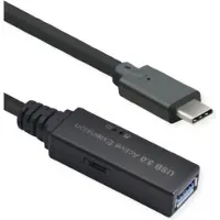 Roline USB 3.2 Gen 1 Aktives Repeater Kabel, Typ A - C, schwarz, 10 m