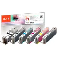 Peach PI100-313, Foto schwarz, Foto zyan, Foto grau, Foto magenta, Fotogelb, Tinte auf Pigmentbasis, 23 ml, 13 ml, 510 Seiten, Multipack