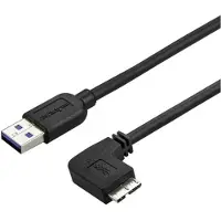 StarTech.com .com 50cm Slim Micro USB 3.0 Kabel rechtsgewinkelt, 0,5 m, USB A, Micro-USB B, USB 3.2 Gen 1 (3.1 Gen 1), 5 Gbit/s, Schwarz