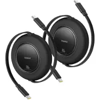 Baseus Kabel zwijany Free2Pull 100W USB-C - USB-C 2m (2 szt.) - czarny