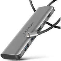 Axagon HMC-5H USB-C 3.2 Gen 1 hub 3x USB-A 4K HDMI PD 100W - Silber, Kabelgebunden, USB 3.2 Gen 1 (3.1 Gen 1) Type-C, 100 W, 1.4/2.3, Silber, 5 Gbit/s