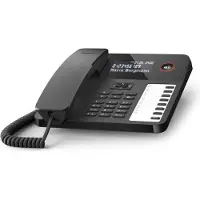 Gigaset DESK 600, Analoges Telefon, Kabelgebundenes Mobilteil, 100 Eintragungen, Anrufer-Identifikation, Schwarz