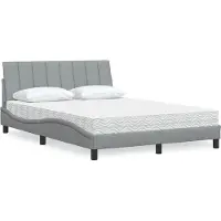 vidaXL Bett mit Matratze "Hanko" Hellgrau 140x190 cm Stoff