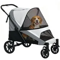 PawHut Hundewagen Polyester Stahl Grau 124L x 67B x 100H cm