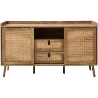 CALICOSY - Buffet mit 2 Türen und 2 Schubladen mit Rattanfronten L140 cm - PALMO