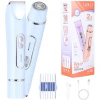 INF 2-in-1 Elektrischer Damenrasierer & Bikini Trimmer - Tragbar & Aufladbar Blau