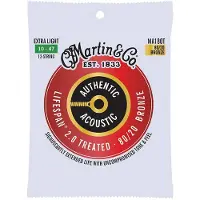 Martin strings Martin Authentic Akustikgitarrensaiten Lifespan 2.0 Behandelt Extra Light 12-saitig 80/20 Bronze