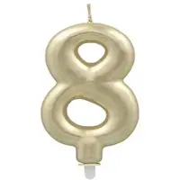 Papstar Zahlenkerze mit Halter 7 cm gold "8" 12 Stück