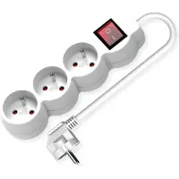 Value 3-fach Steckdosenleiste UTE mit Schalter, runde Dosen, weiß, 3 m