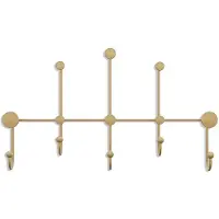 CALICOSY WANDGARDEROBE mit 8 Haken aus goldfarbenem Metall 80/10/45 cm