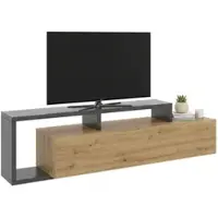 Dmora TV-Ständer Dgodign, niedriges Sideboard für Wohnzimmer, Sideboard für Wohnzimmer für Fernseher, 165 x 40 x 47 cm, Eiche Nodes und Anthrazit