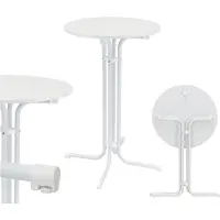 TRUTZHOLM Stehtisch klappbar Ø 80 cm Höhe 110 cm Stahl MDF-Holz Gastrotisch Partytisch Bistrotisch in Weiß