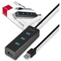 Axagon HUE-S2BL 4x USB 3.0 CHARGING hub w. 1.2m Kabel, Netzanschluss micro USB, USB 3.2 Gen 1 (3.1 Gen 1) Type-A, USB 3.2 Gen 1 (3.1 Gen 1) Type-A, 5000 Mbit/s, Schwarz, Kunststoff, 1,2 m