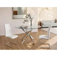 Vente-unique Esstisch rund für 6 Personen - Sicherheitsglas & chromfarbenes Metall - Transparent - COSIMA