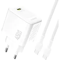 Dudao A28C 45W GaN-Wandladegerät + USB-C-Kabel - Weiß