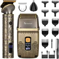 Hatteker SURKER T-Blade Haartrimmer & Elektrische Rasierer für Männer Folienrasierer Barttrimmer Herrenpflege-Set mit Dreifachklingen Kabellos