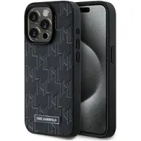 Karl Lagerfeld PU Leather Monogram Metal Logo MagSafe Case for iPhone 15 Pro Black