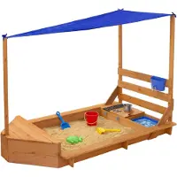 ML-Design Sandkasten mit Dach und Matschküche Massivholz 101x163 cm
