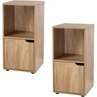 CALICOSY NACHTTISCH mit 2 Fächern im Holzdekor mit 1 Tür - L31 cm - 2er Set