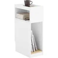 SoBuy Schmaler Nachttisch mit Schublade und offenem Regal - 25 x 35 x 60 cm - Platzsparendes Design - MDF - Skandinavischer Stil - Holzfarbe