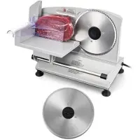 Vevor Allesschneider Fleischschneider 150 W 65–90U/min Aufschnittmaschine mit 17 cm Klinge Fleischschneidemaschine mit 0–15 mm einstellbarer Dicke für Gefrorenes Fleisch Schinken Prime Steak