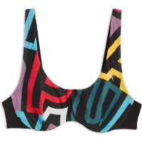 Puma Bügel-Bikini-Top "SWIM WOMEN PRINTED SCOOP NECK TOP" mit Big-Wording