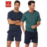 Le jogger Pyjama 4 tlg. Schlafanzug im Streifendesign