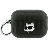 Karl Lagerfeld Hülle Case AirPods Pro 3 Kunststoff schwarz Logo Katze Metall Pin