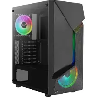 Aerocool SCAPEBKV3, Midi Tower, PC, Schwarz, ATX, micro ATX, Mini-ATX, ABS, SPCC, Stahl, Rücken, Vorderseite