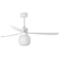 Faro LED-Deckenventilator Amelia Ball L, weiß, DC, leise, 132 cm Ball, dimmbar, weiß / opal, für Wohn- / Esszimmer, Kunststoff, Modern