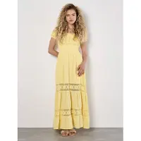 Apricot Maxikleid "Maxikleid im Milchmädchen-Stil" mit Blumen-Spitze