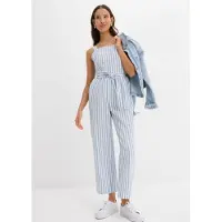 Bonprix Jumpsuit loose fit, ärmellos, mit Bindedetails, aus Baumwolle und Leinen