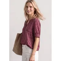 Street One Kurzarmbluse Kurze Sommerbluse mit Allover-Print und Splitneck