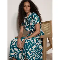 Apricot Midikleid "Geo-Midikleid" im griechischem Muster