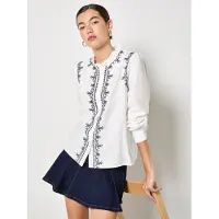 Apricot Klassische Bluse "Bluse mit Rüschen-Kragen" mit Stickerei