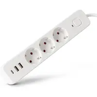 Entac Steckdosen-Verlängerungskabel D2 3 Steckdosen mit Schalter 1,5m 2xUSB-A x 1xUSB-C 3G1.5, 1,5 m, Drinnen, Typ F, IP20, Kunststoff, Metall, Weiß