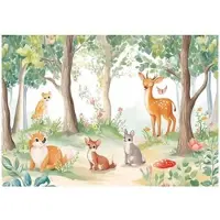 WALLARENA TAPETE Kinderzimmer Wald Tiere Vlies Fototapete 300x210