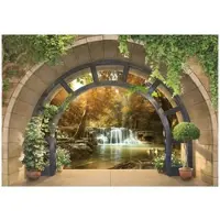 WALLARENA FOTOTAPETE 3D Effekt Wasserfall Vlies Tapete 150x105